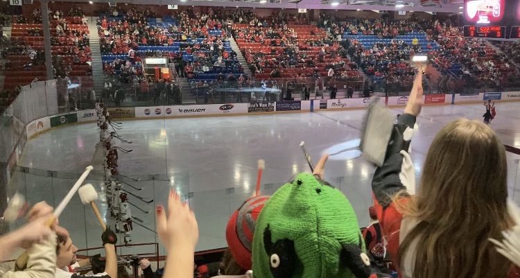 The teams enters the ice