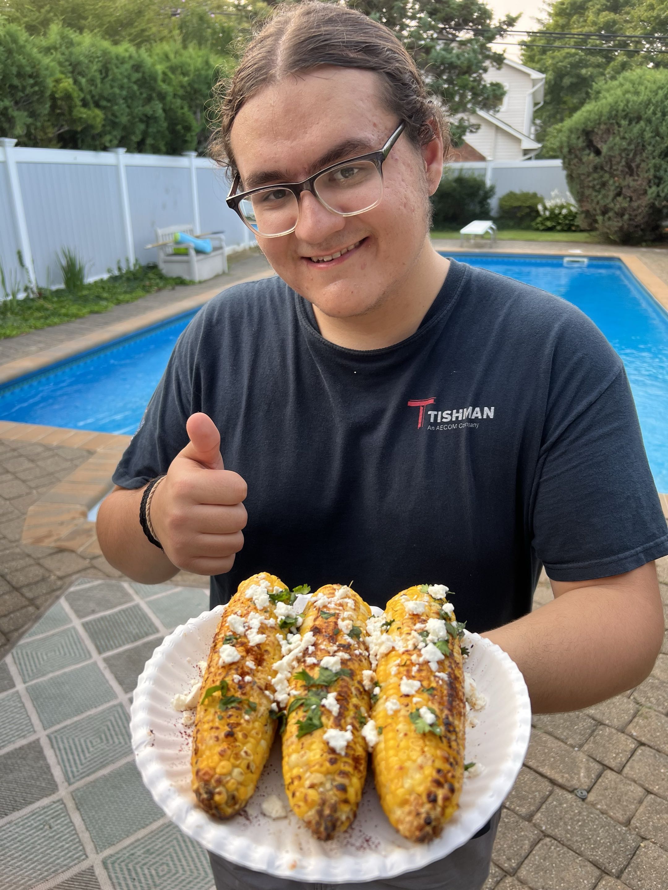 Our friend Andrew with his delectable ears. And corn.